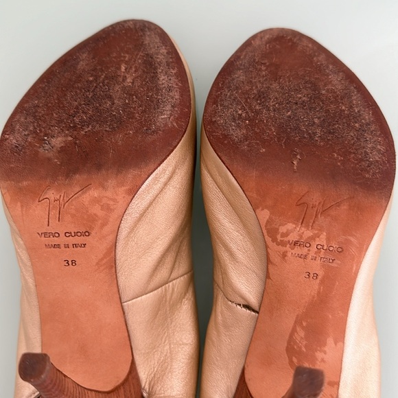 Giuseppe Zanotti Metallic Gold Leather Peep Toe Platform Heels With Shoe Bag - Picture 9 of 14